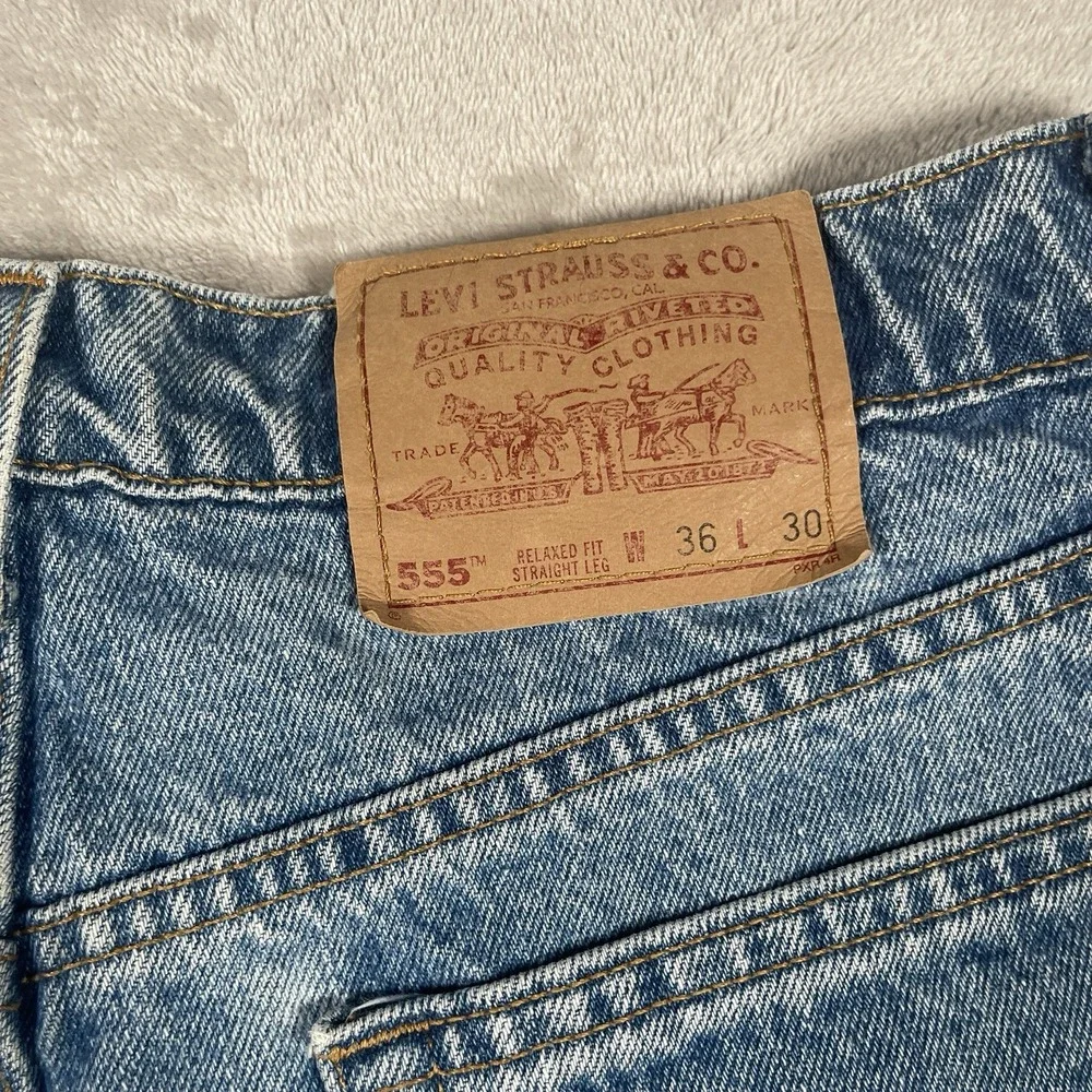 Vintage 1991 Levi's 555 Relaxed Fit Straight‎ Leg Jeans Mens 36x30 FIT (33x28)